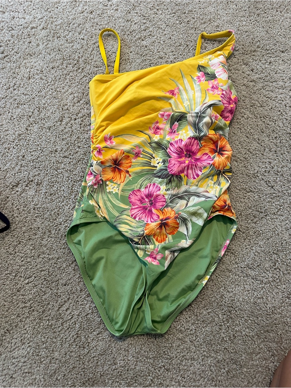 Bleu Rod Beattie Yellow Green Floral One-Piece Swimsuit